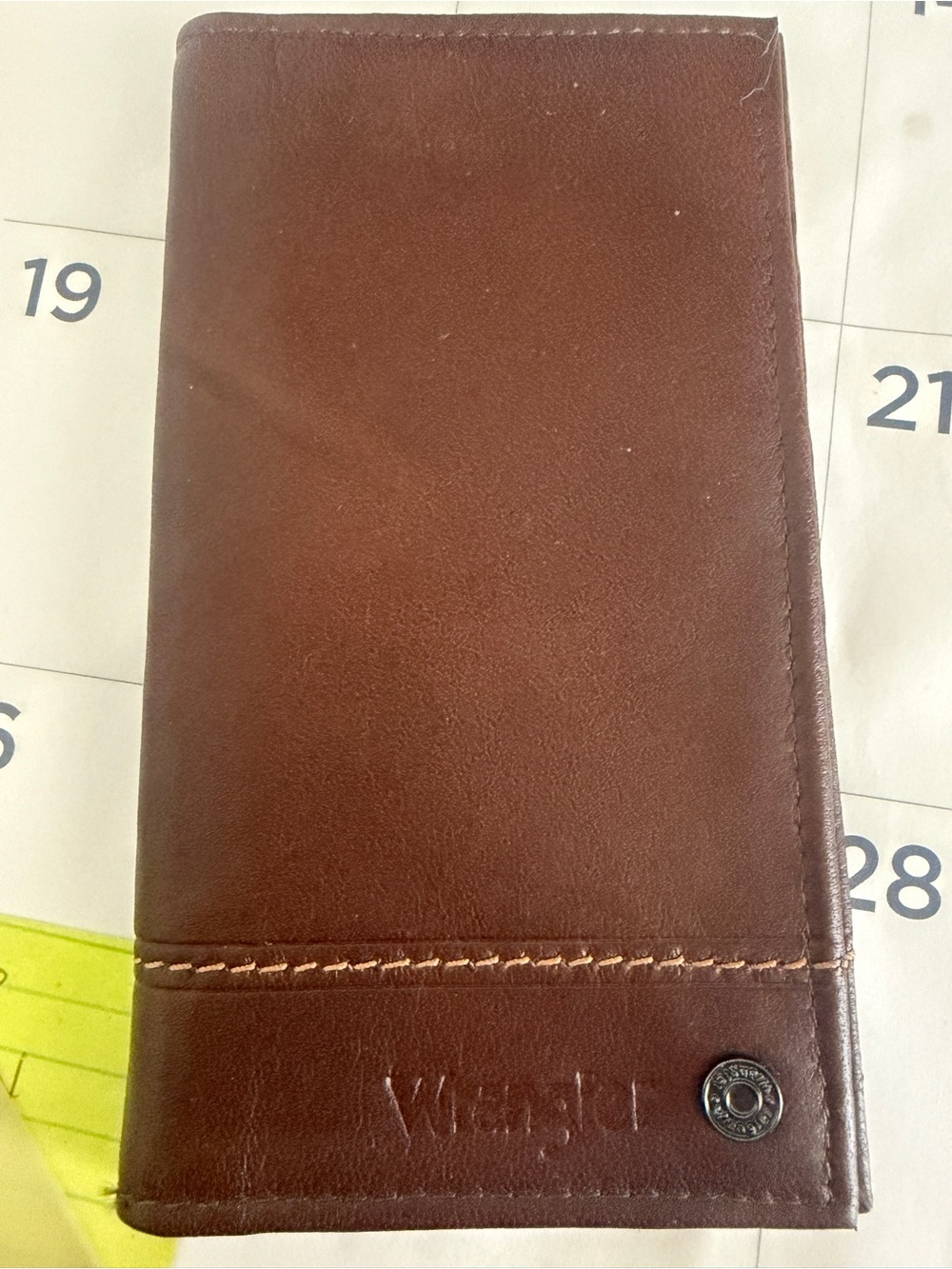 Wrangler Brown Leather Long Wallet with Card Slots